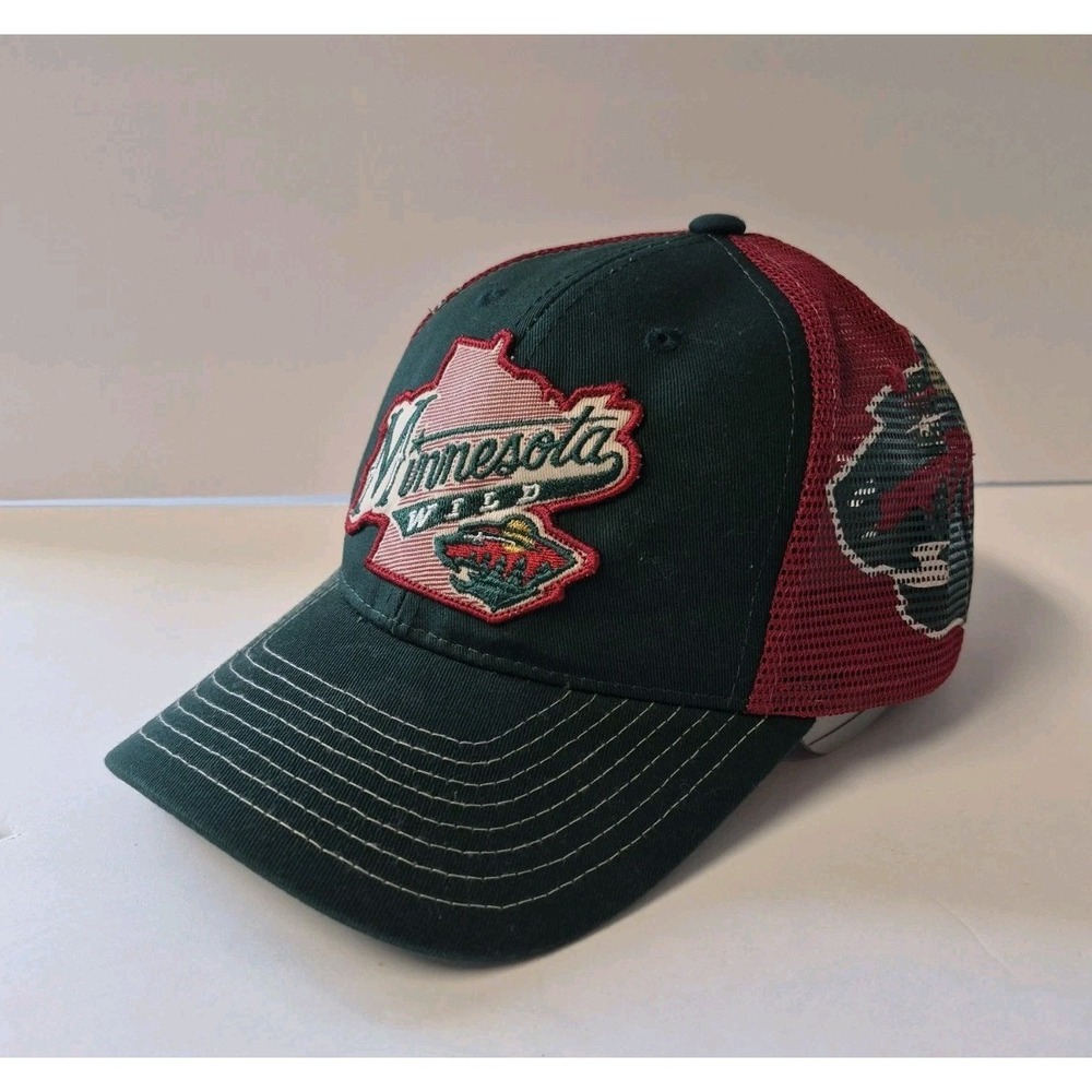 Minnesota Wild Zephyr Mesh Hat Cap SnapBack Green/Red NHL Hockey Adjustable